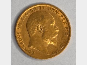 1905 EDWARD VII LONDON MINT GOLD HALF SOVEREIGN