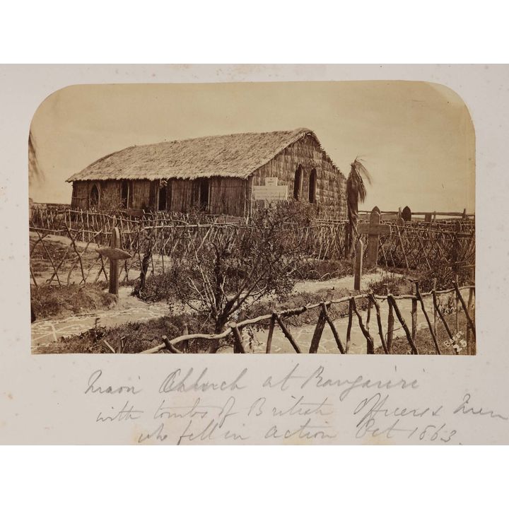 Daniel Manders Beere 'Māori Church at Rangiriri with Tombs of British Officers and Men who Fell in Action, October 1863'