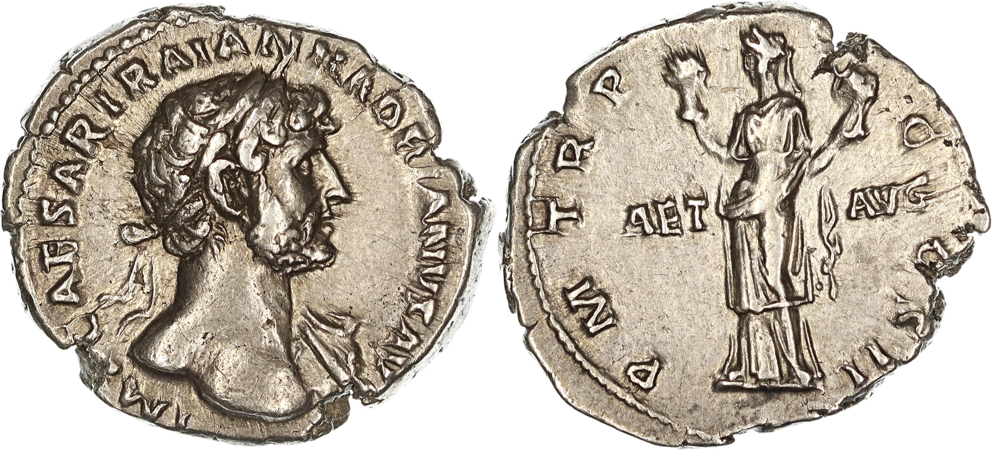 Roman Empire, Hadrian, Silver Denarius, 119-122 AD, VF
