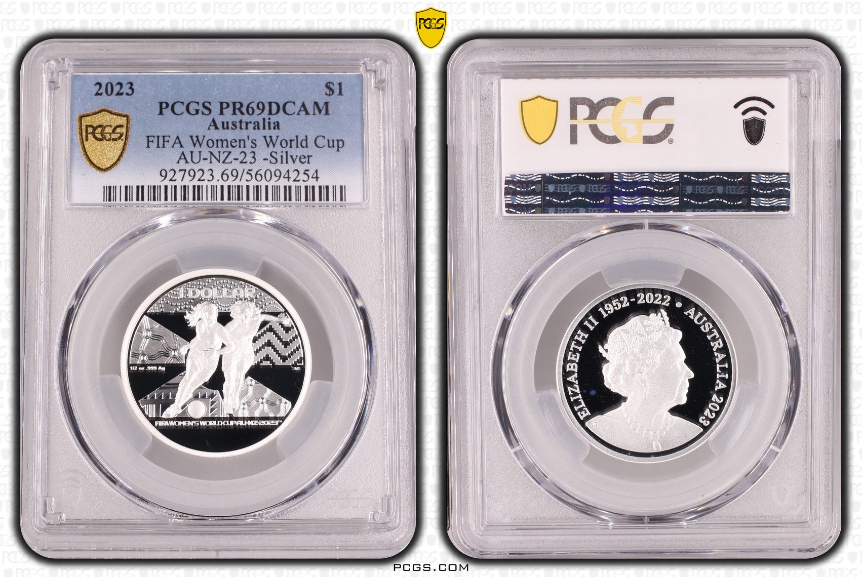 FIFA Women's World Cup AU-NZ-23 -Silver, One Dollar, 2023, PCGS PR69DCAM