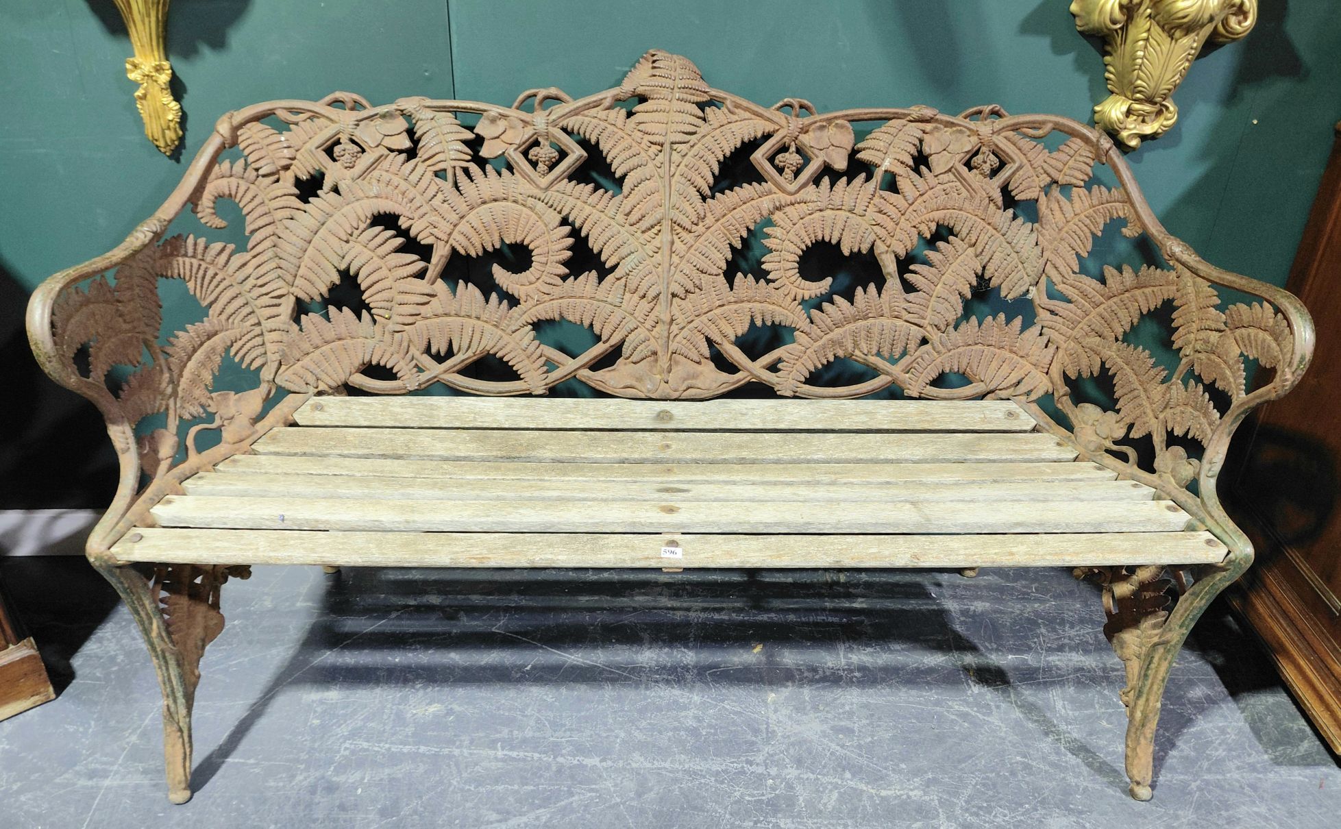 596 · CAST IRON FERN LEAF GARDEN BENCH