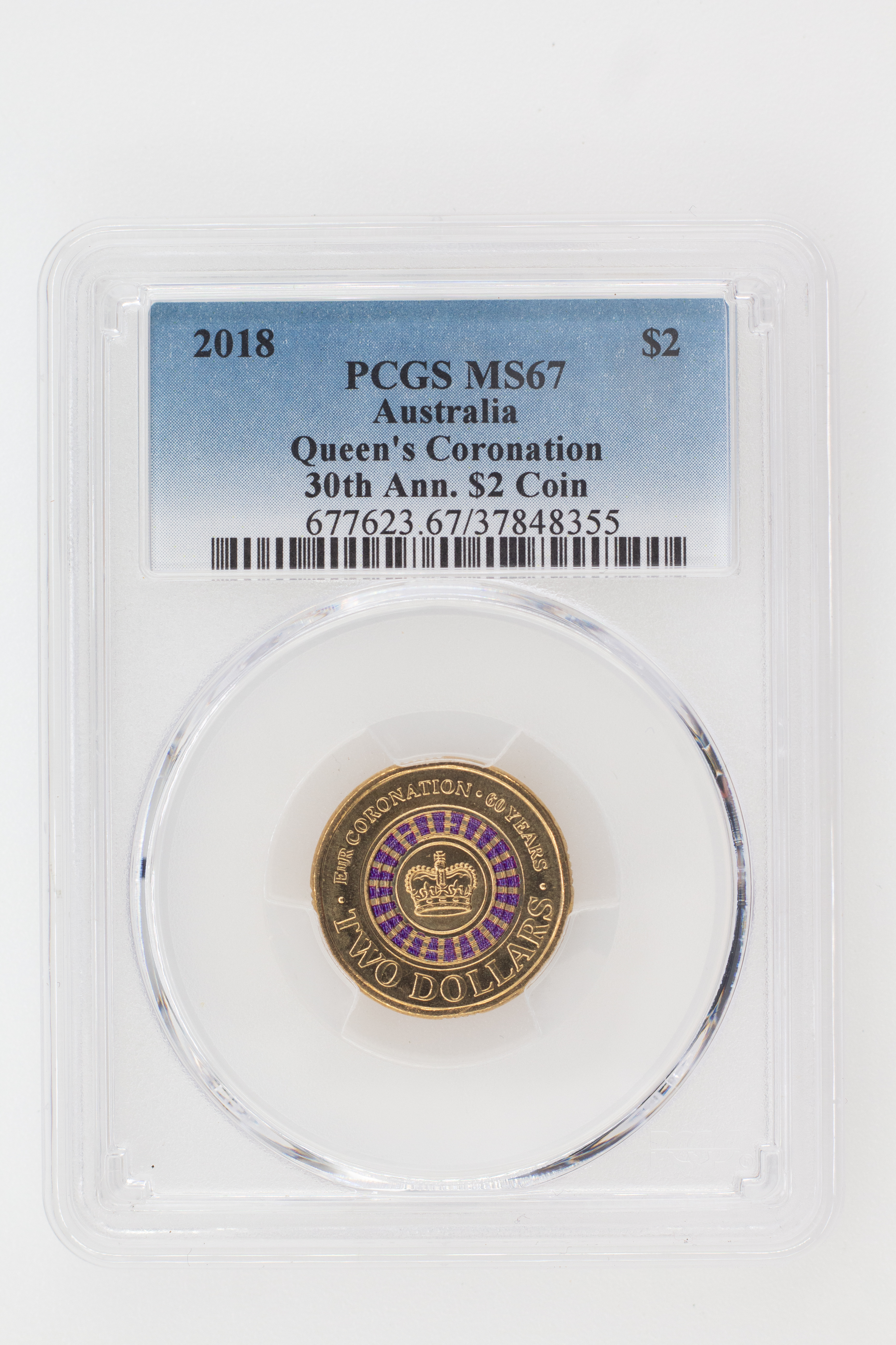2018 Australia Two Dollar, $2 Queen's Coronation 30th Ann. $2 Coin PCGS - MS67 -355