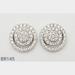 STERLING SILVER 'CIRCLE' STUD EARRINGS WITH CZ'S - 51543/295