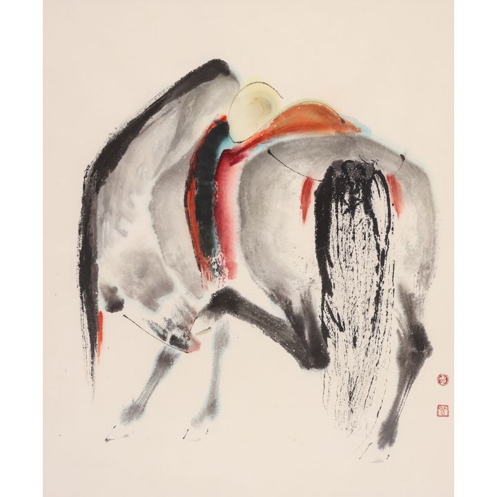 Shanqing Zhen ''Horse with Saddle'' 1990 Watercolor