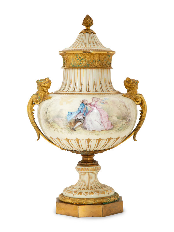 A Gilt Bronze Mounted Sèvres Porcelain Urn 
Height 22 inches.