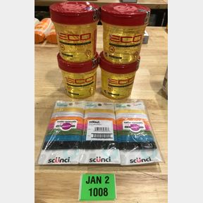 4X ECO STYLING GEL & 3X SCUNCI HAIR ACCESSORIES