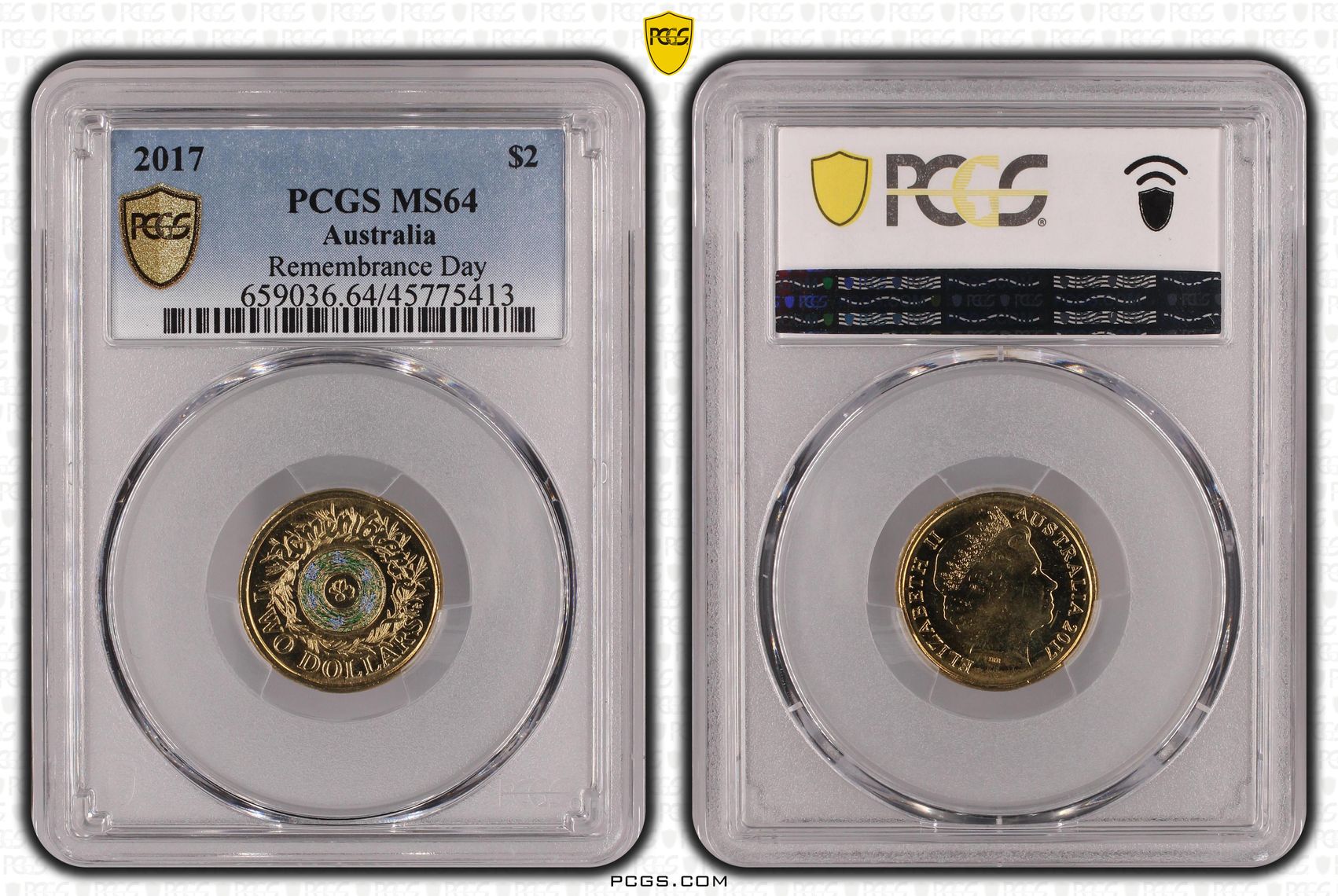Elizabeth II, Remembrance Day, Two Dollar, 2017, PCGS MS64