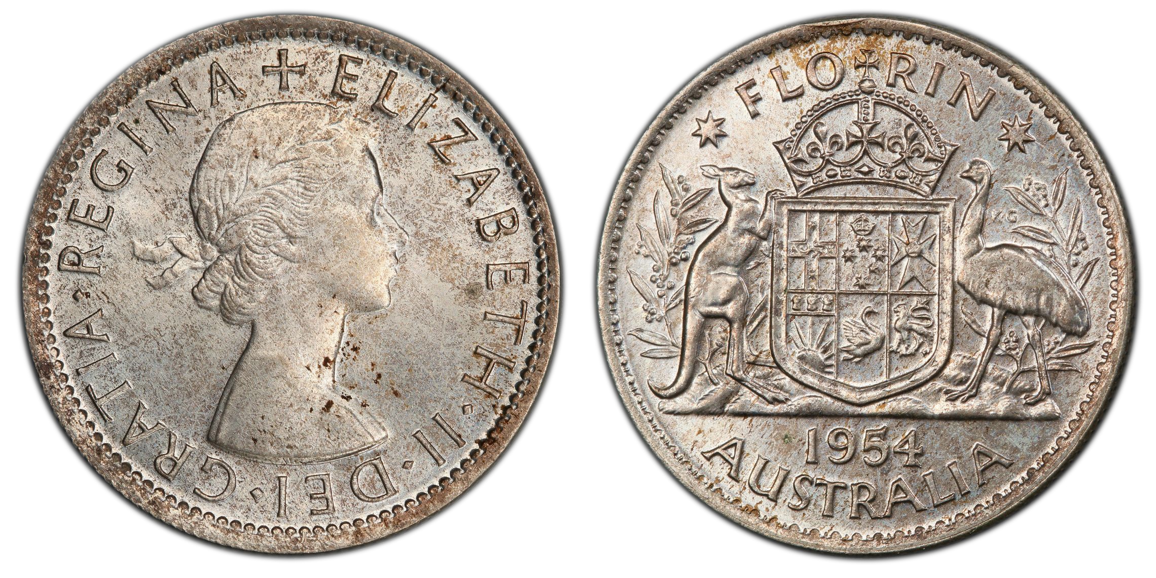 Elizabeth II, Florin, 1954, PCGS MS65
