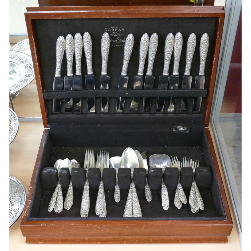 58pc Manchester Repousse Sterling Flatware Service for 12
