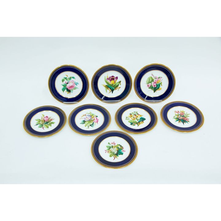 Eight 19th-century dessert plates