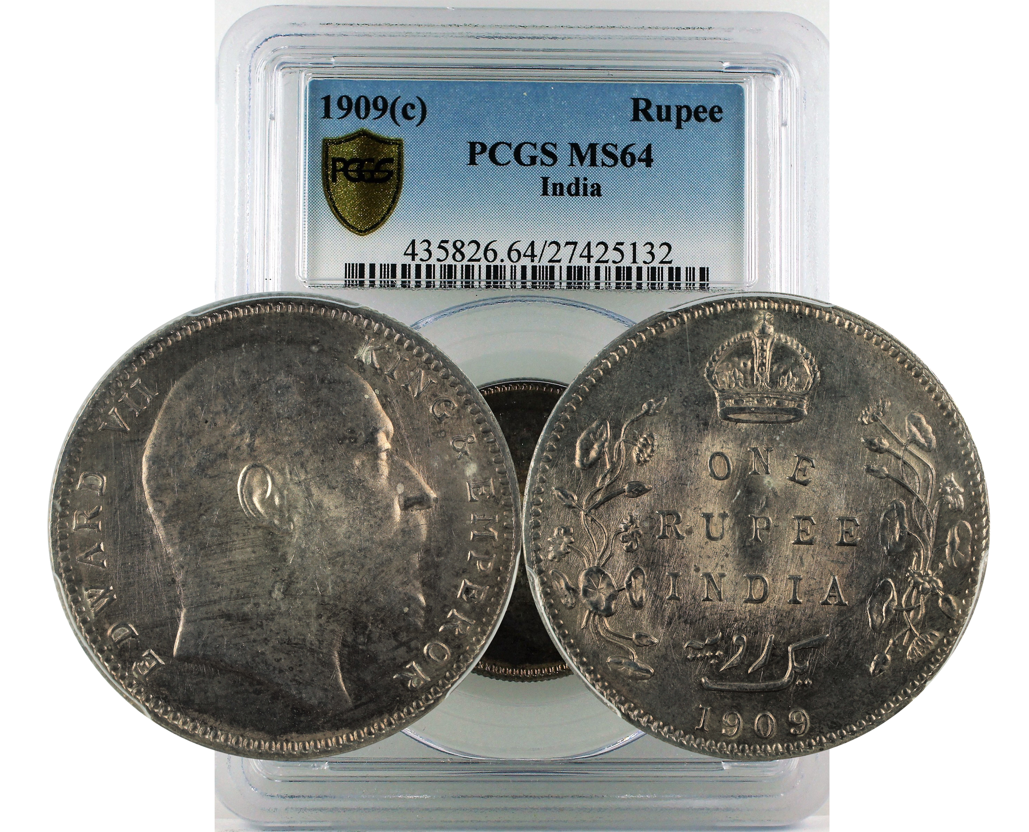 1909(C) Rupee SW-7.44 India British MS64