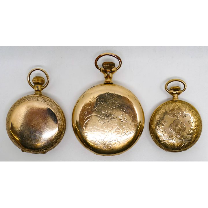 3pc Antique Elgin & US Watch Co. Gold Filled Pocket Watches