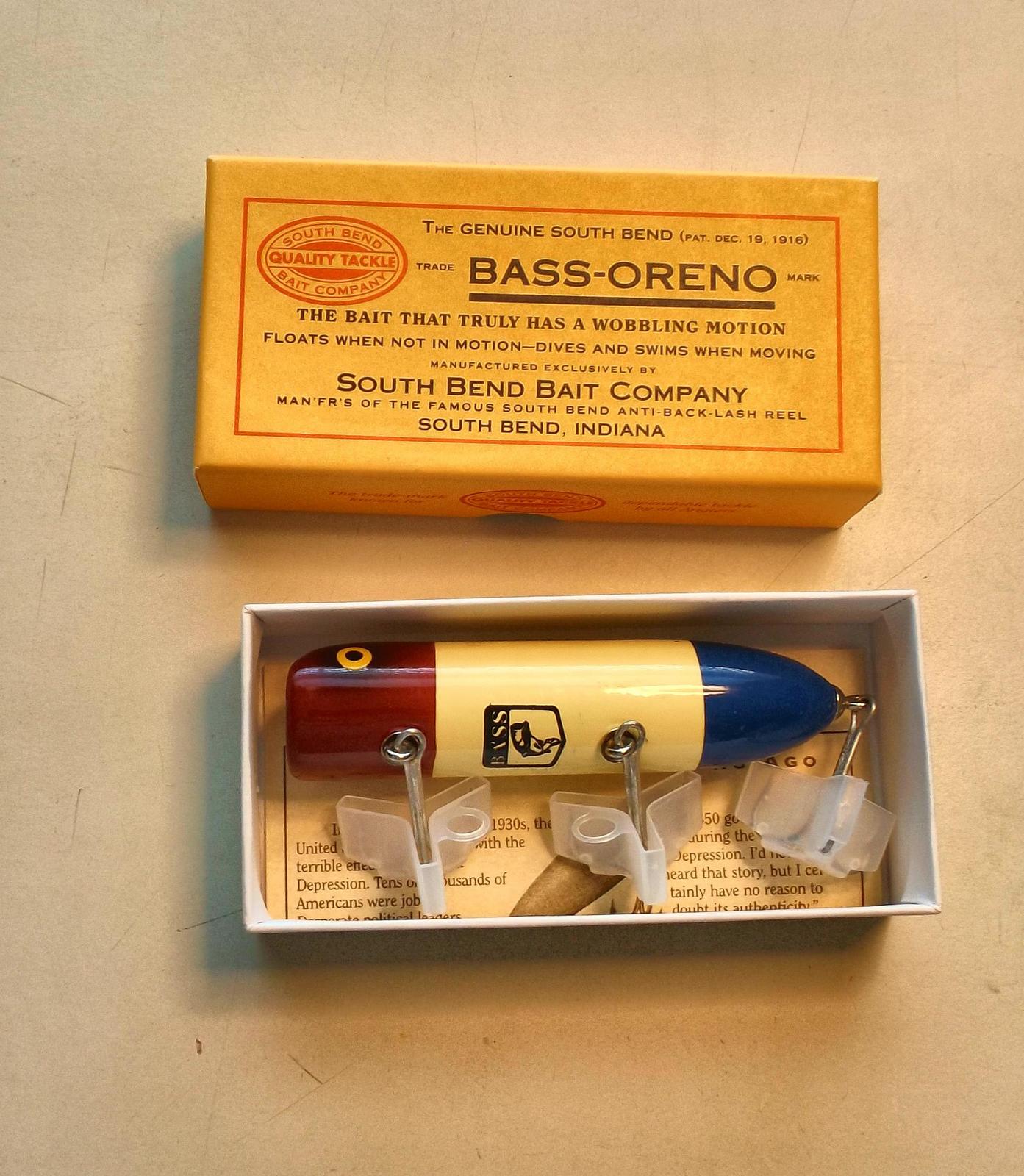 A Vintage Red, White, and Blue Bass-oreno Fishing Lure