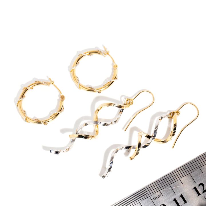 Two Pairs of 9 Carat Gold Earrings