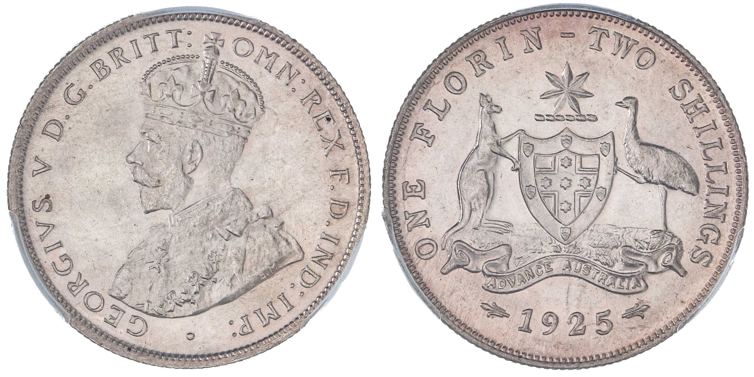 George V, Florin, 1925, PCGS MS64