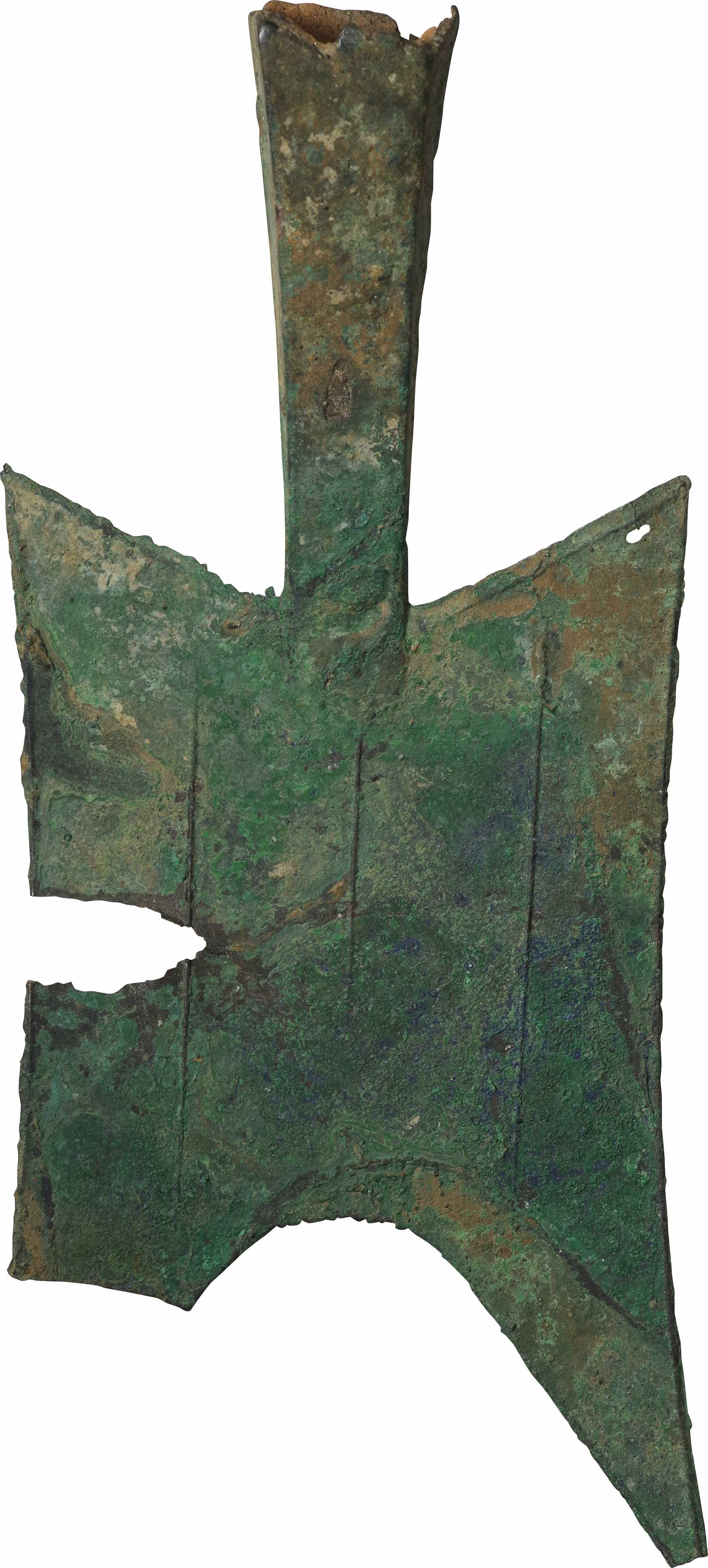 古代中国-Ancient China. 劣. G. Copper/Bronze. 古文銭 大空首布(尖肩 