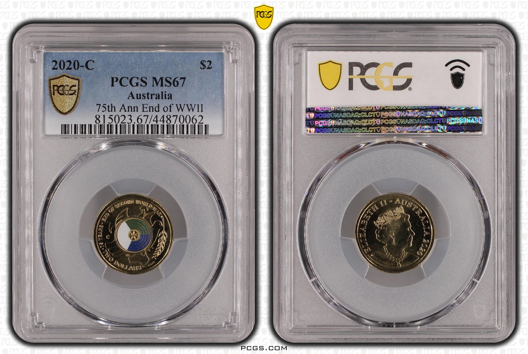Elizabeth II, 75th Ann End of WWII Colorized , Two Dollar, 2020-C, PCGS MS67