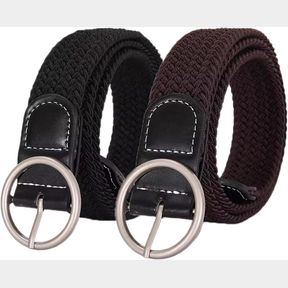 SWTDDY 2 PACK WOMEN'S STRETCH BRAIDED WEB BELTS ELASTIC FOR JEANS CASUAL PANTS DRESSES BELT SZ 27 - 35