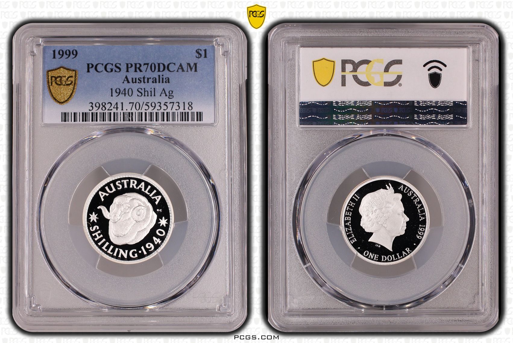Elizabeth II, 1940 Shil Silver, One Dollar, 1999, PCGS PR70DCAM
