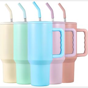 HENCETO 40OZ TUMBLER WITH HANDLE AND STRAW LID-STAINLESS STEEL INSULATED TUMBLERS-DOUBLE WALL VACUUM INSULATED TRAVEL MUG-REUSABLE