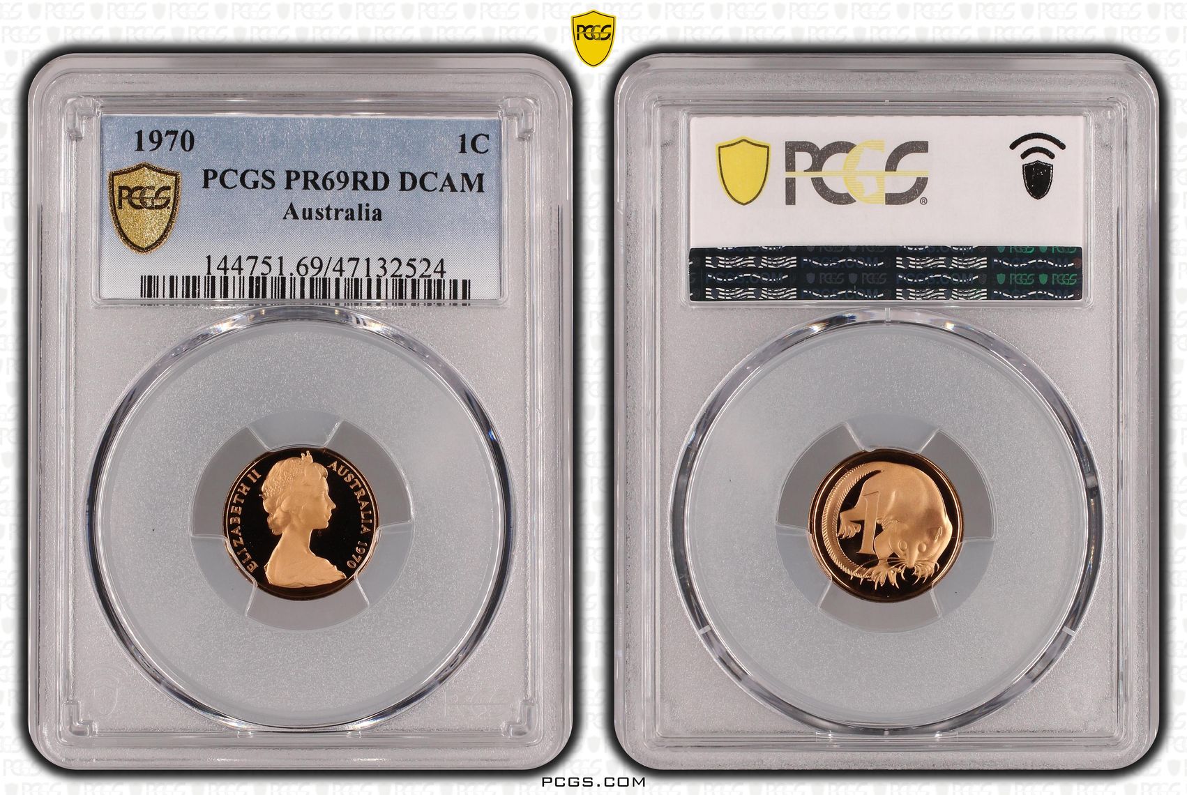 500 · Elizabeth II, One Cent, 1970, PCGS PR69DCAM