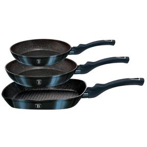 Berlinger Haus 3 Piece Marble Coating Fry Pan Set Aquamarine Edition Professional Precision |