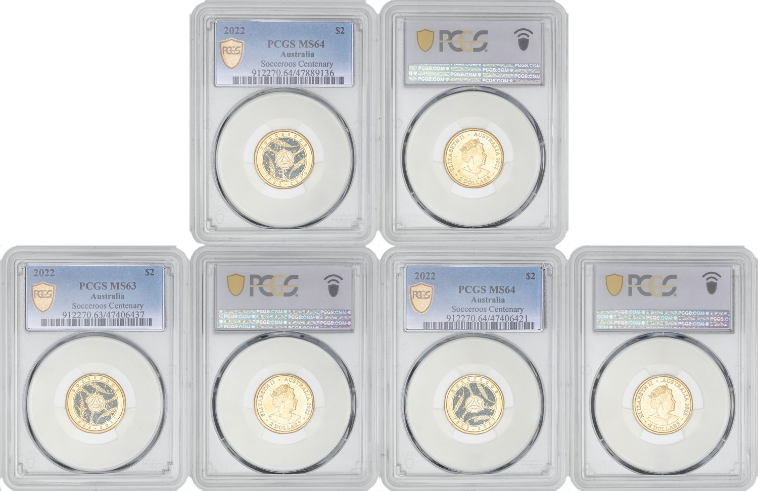 Elizabeth II, Socceroos Centenary, Two Dollars, 2022, PCGS MS63 - MS64