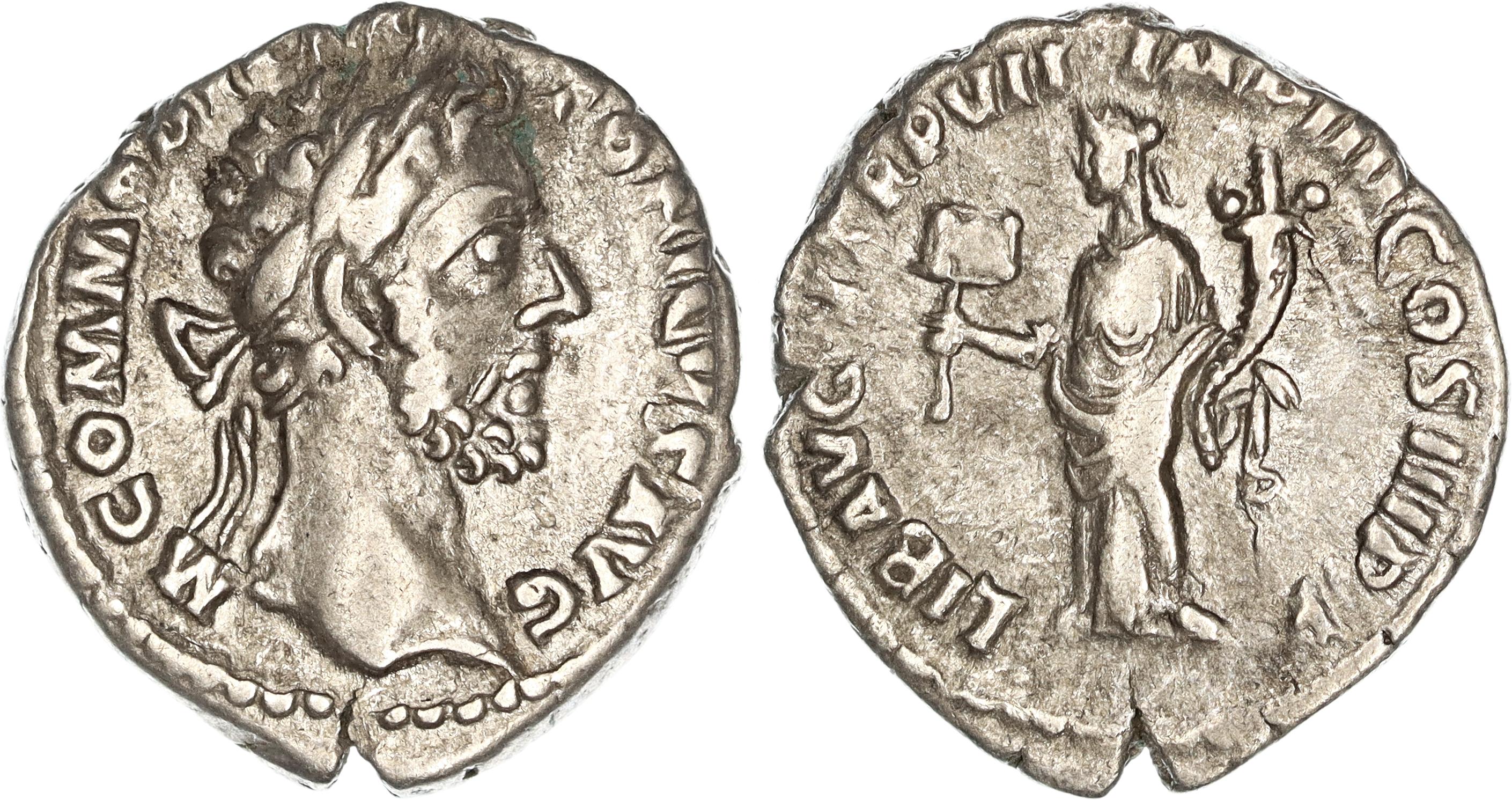 Roman Empire, Commodus, Silver Denarius, 181-182 AD, nVF