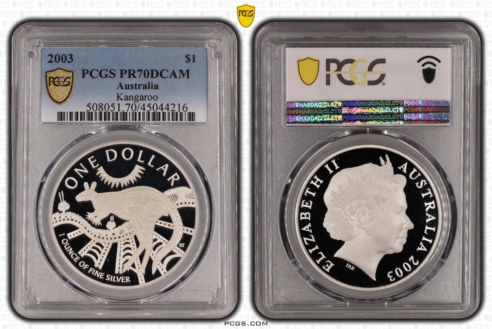 2003 Australia One Dollar, $1 Kangaroo PCGS - PR70DCAM POP 11/0 -216