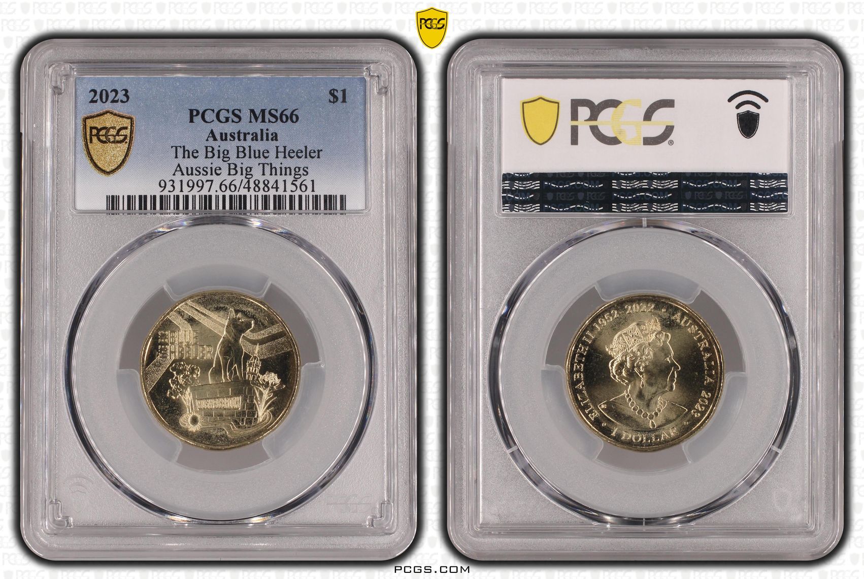 Elizabeth II, The Big Blue Heeler Aussie Big Things , One Dollar, 2023, PCGS MS66
