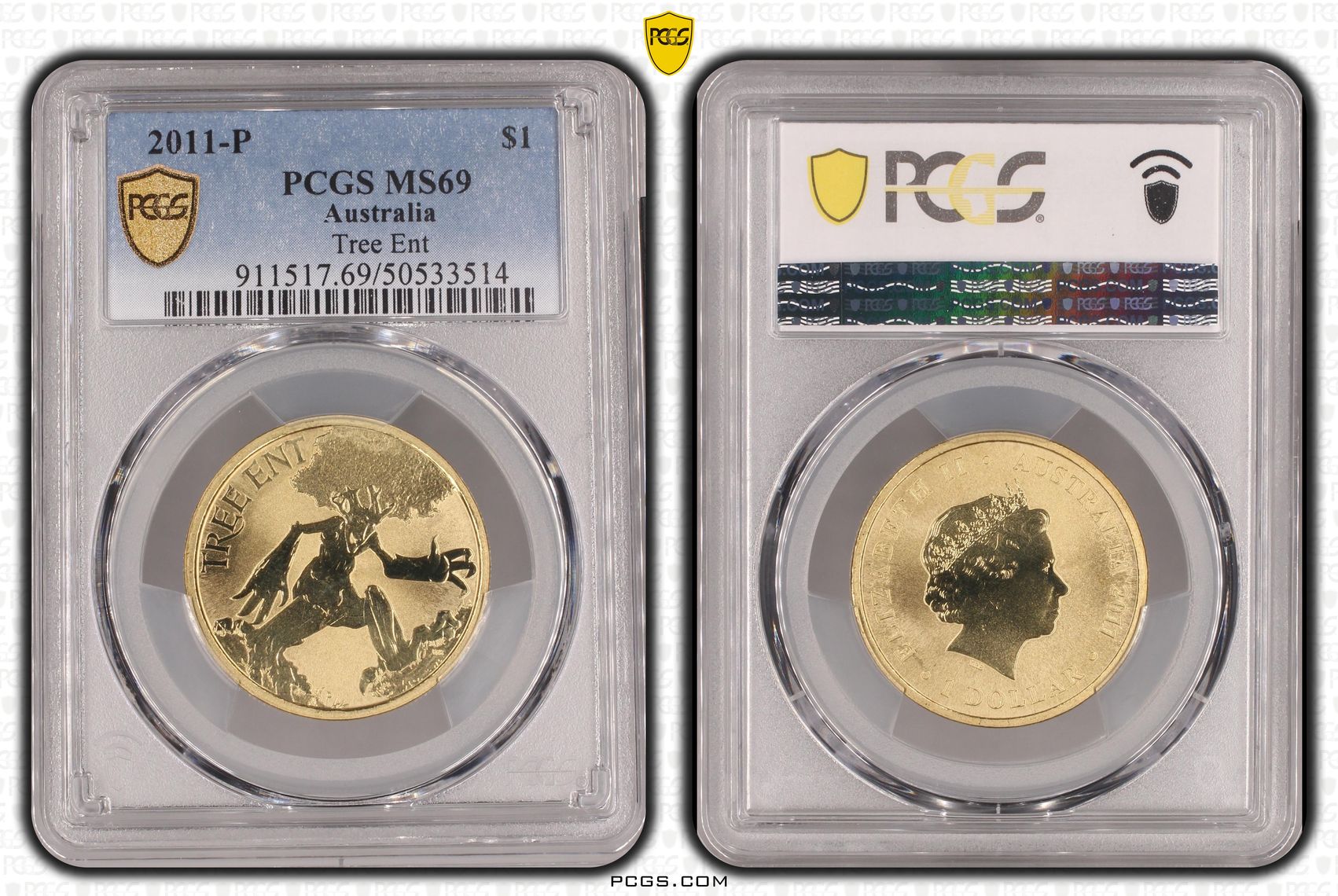 Tree Ent POP 3/0, One Dollar, 2011-P, PCGS MS69