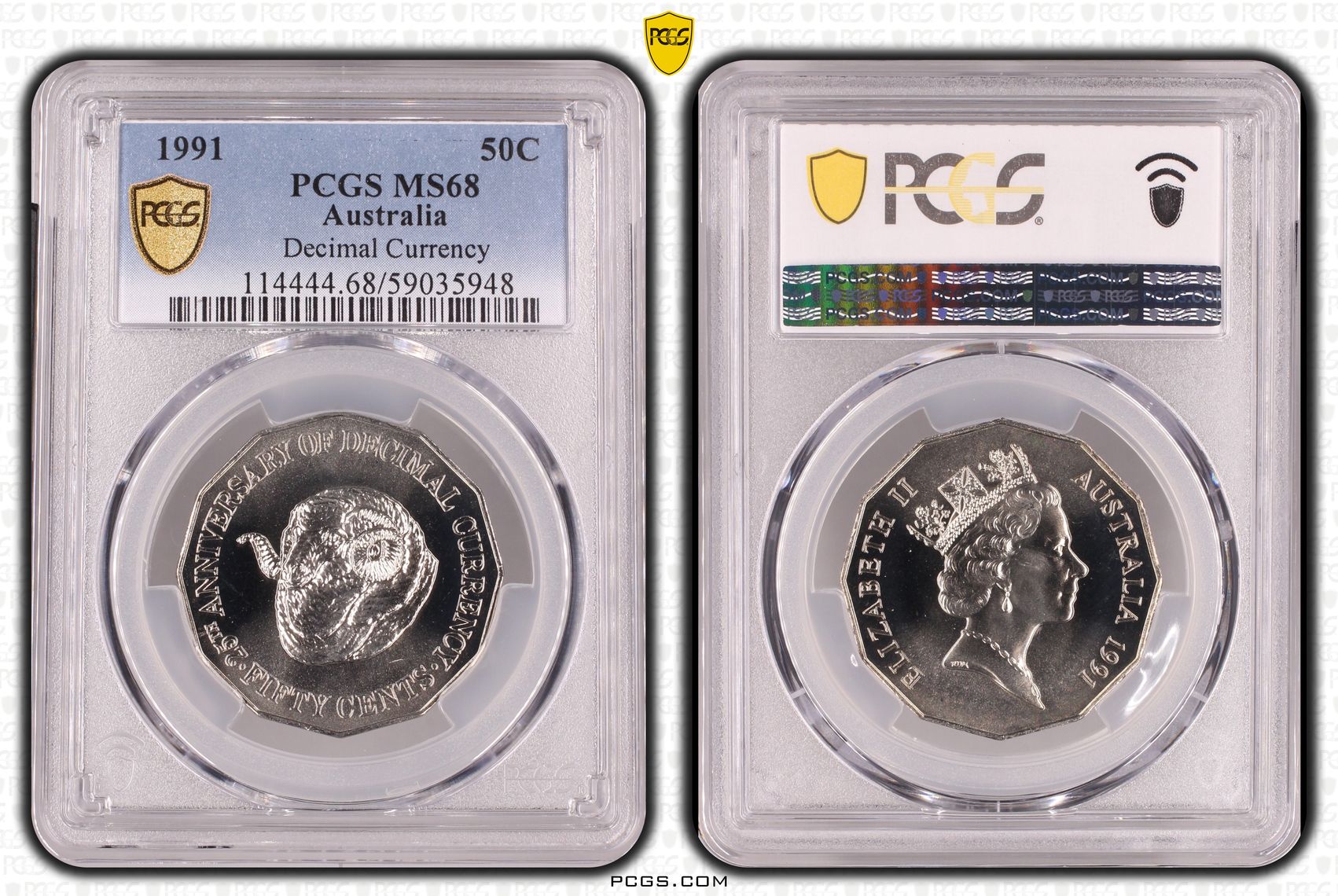 25th Anniversary Decimal Currency, Fifty Cent, 1991, PCGS MS68