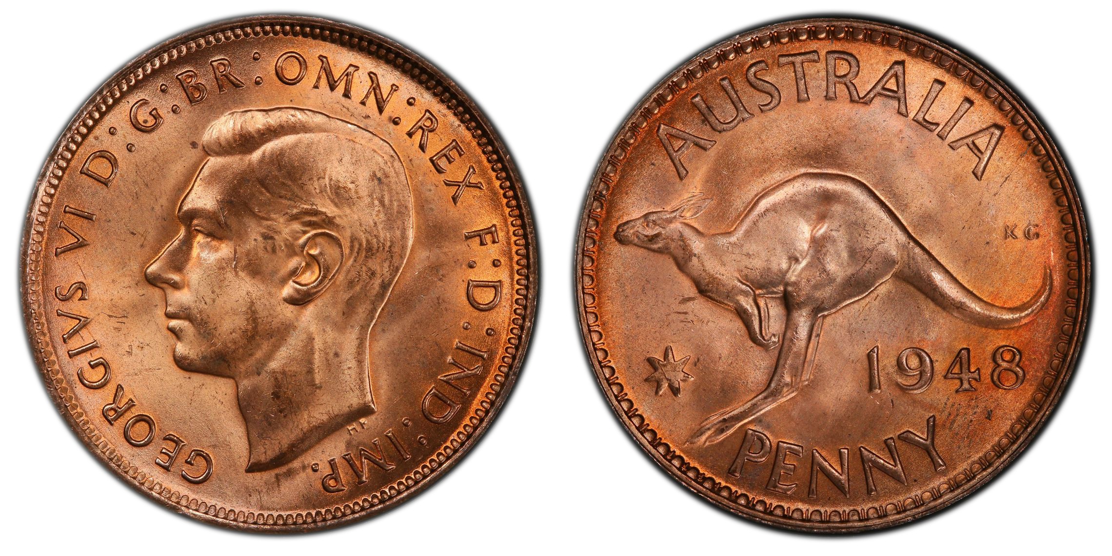 George VI, Penny, 1948, PCGS MS 64+RD