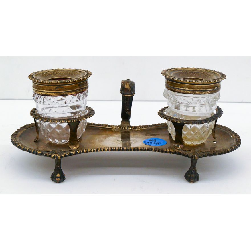 English Georgian Sterling Double Inkwell 196 Grams (Solid Only)