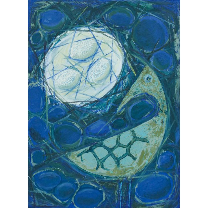 Ron Childers ''Bird and Nest'' 1960's Oil