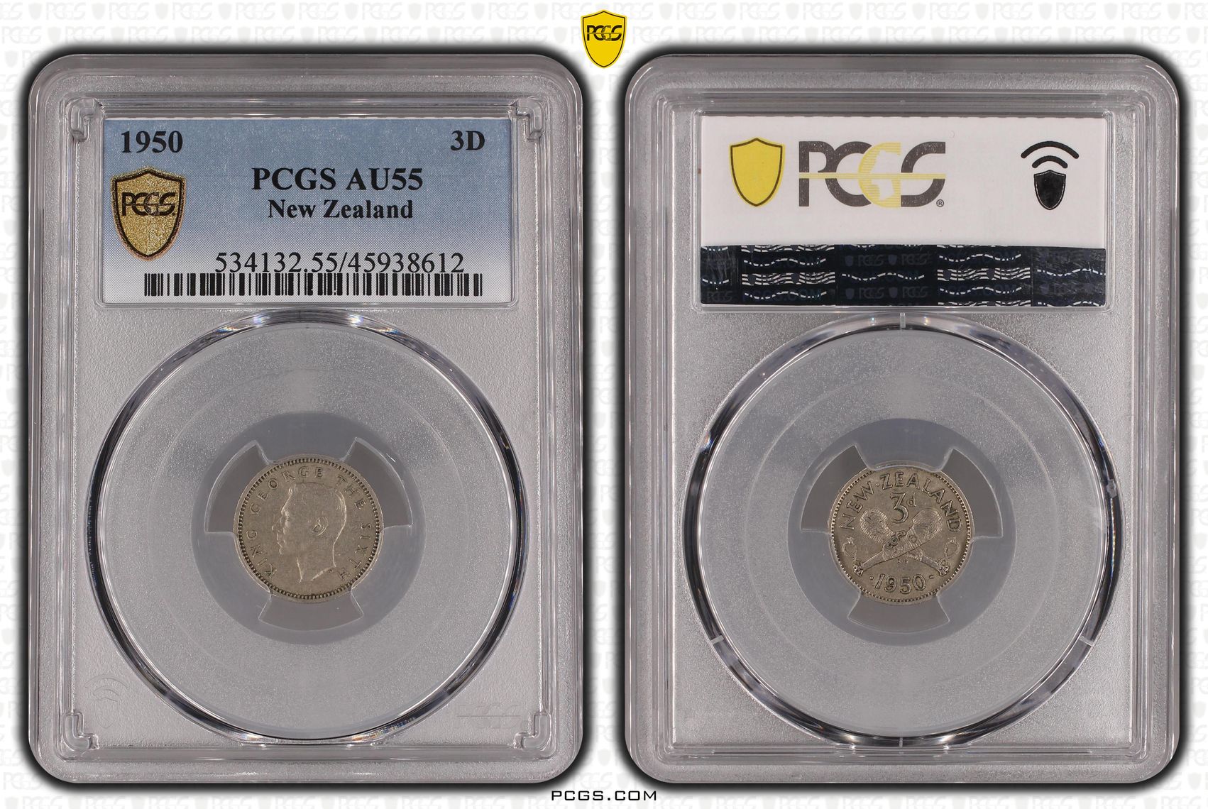 1950 New Zealand Threepence PCGS - AU55 -612