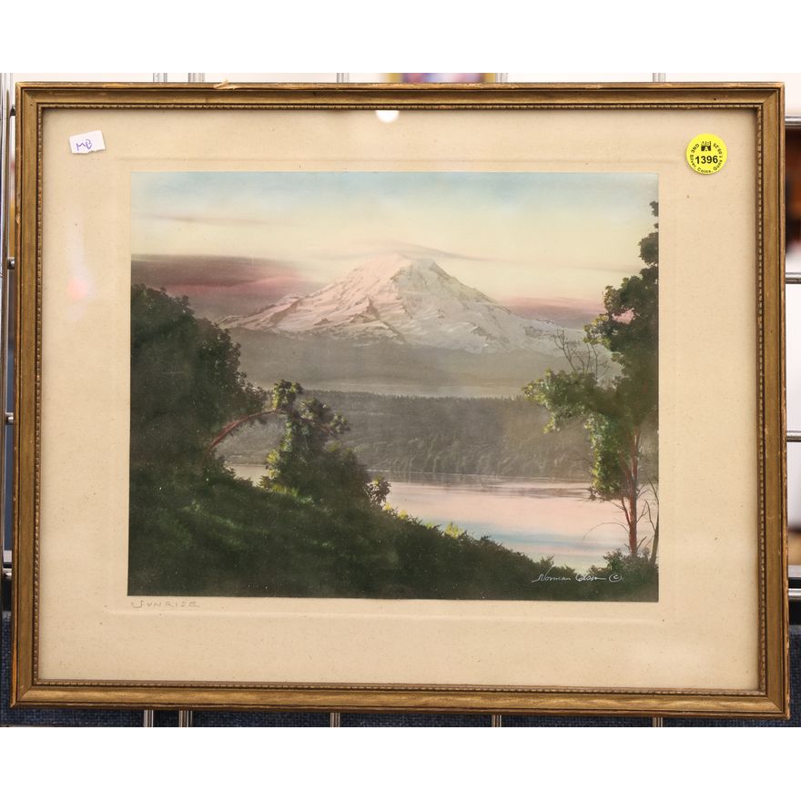 Norman Edson Tinted Moutain Photograph Framed 12''x14''