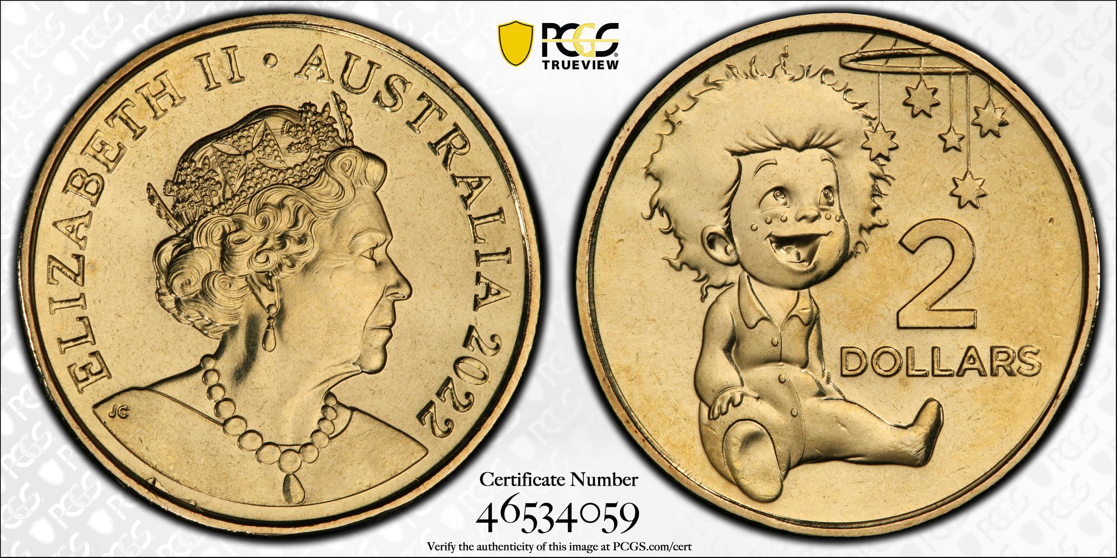 Elizabeth II, Indigenous Baby - Baby Set , Two Dollar, 2022, PCGS MS68