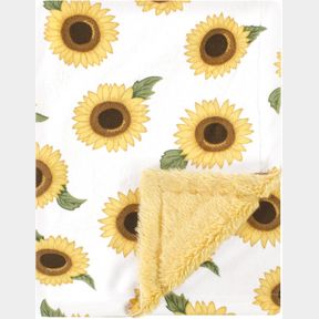 HUDSON BABY UNISEX BABY PLUSH BLANKET WITH FURRY BINDING AND BACK, SUNFLOWER, ONE SIZE