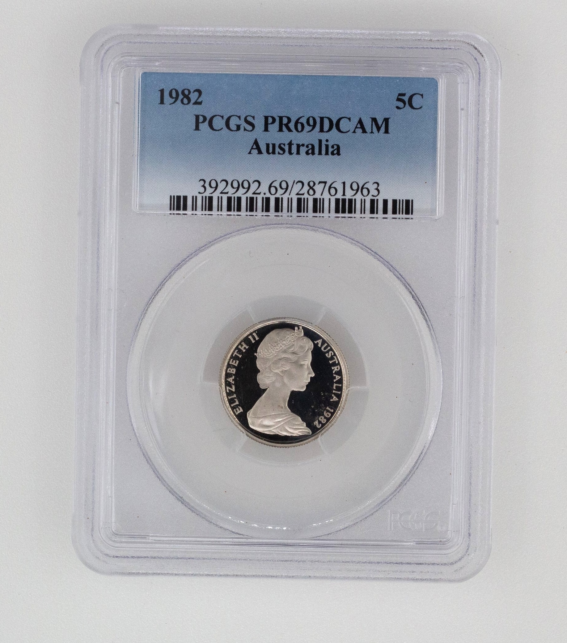 Elizabeth II, Five Cent, PR69DCAM , 1982