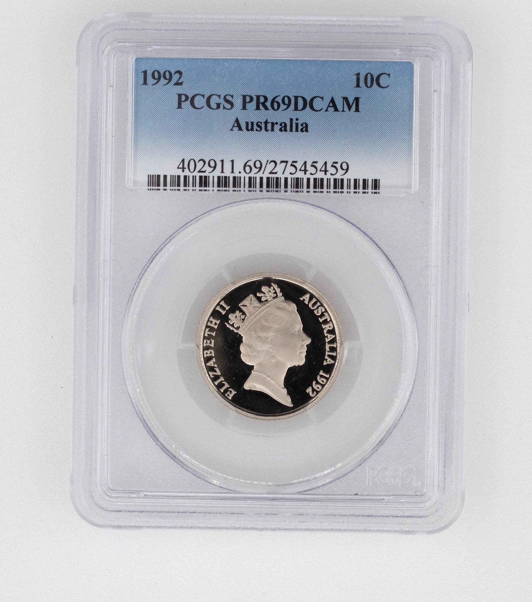 Elizabeth II, Ten Cent, PR69DCAM , 1992