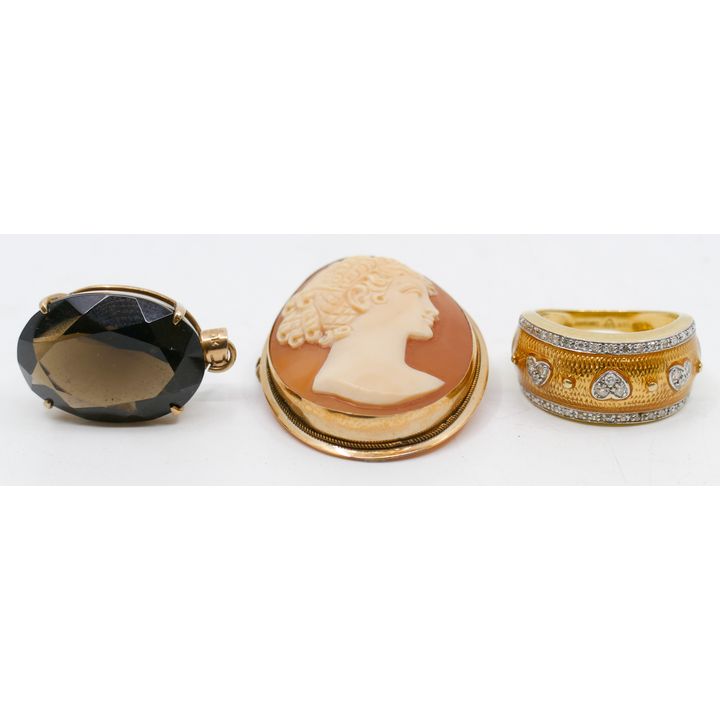 Box 14k Ring and 10k Pendants - 15.4 Grams TW