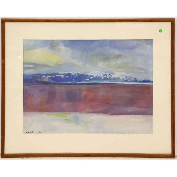 Joe Reno ''Olympic Mountains'' 1992 Mixed Media on Paper Framed 31''x38''
