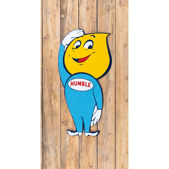 Rare Humble Oil Drop Boy Single Sided Porcelain Sign TAC 9.75