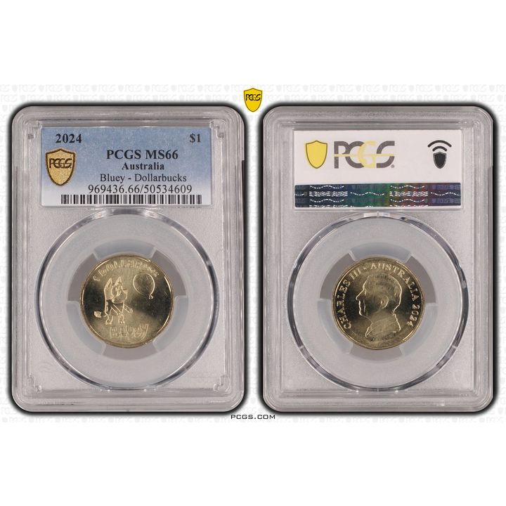 Bluey w/Balloon - Dollarbucks, One Dollar, 2024, PCGS MS66