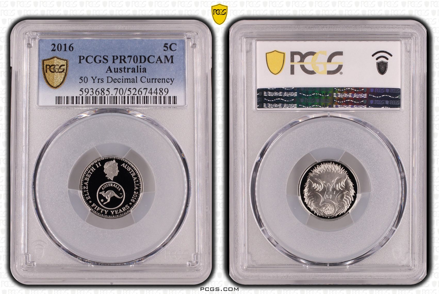 50 Yrs Decimal Currency, Five Cent, 2016, PCGS PR70DCAM