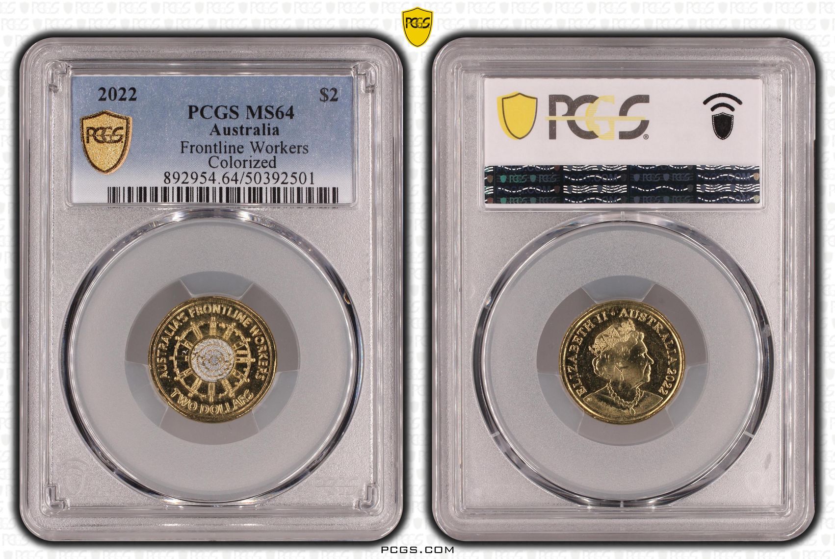 Elizabeth II, Frontline Workers Colorized , Two Dollar, 2022, PCGS MS64