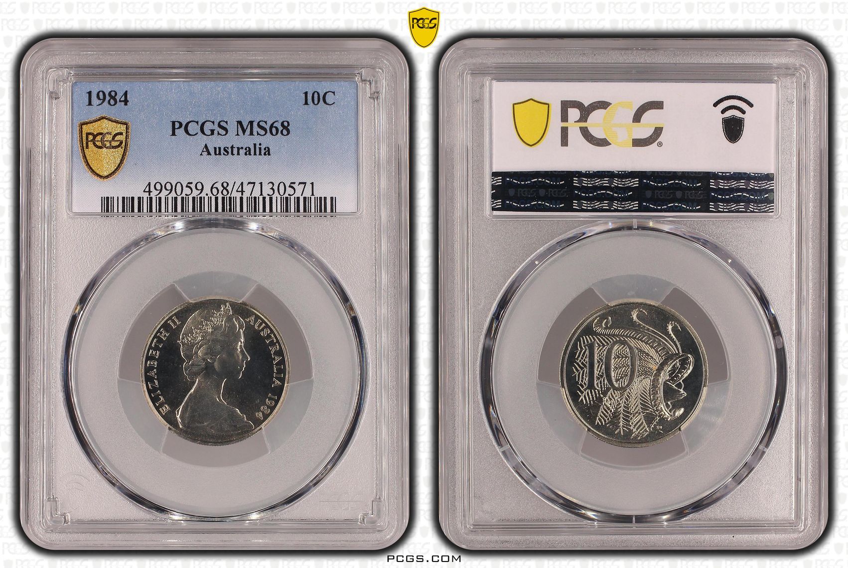 Elizabeth II, Ten Cent, 1984, PCGS MS68