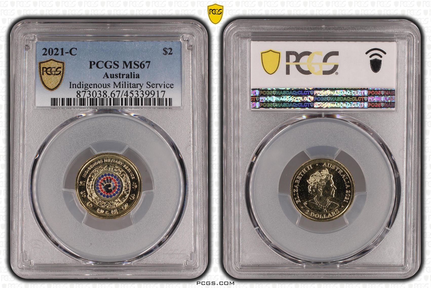 2021-C Australia Two Dollar, $2 Indigenous Military Service PCGS - MS67 -917
