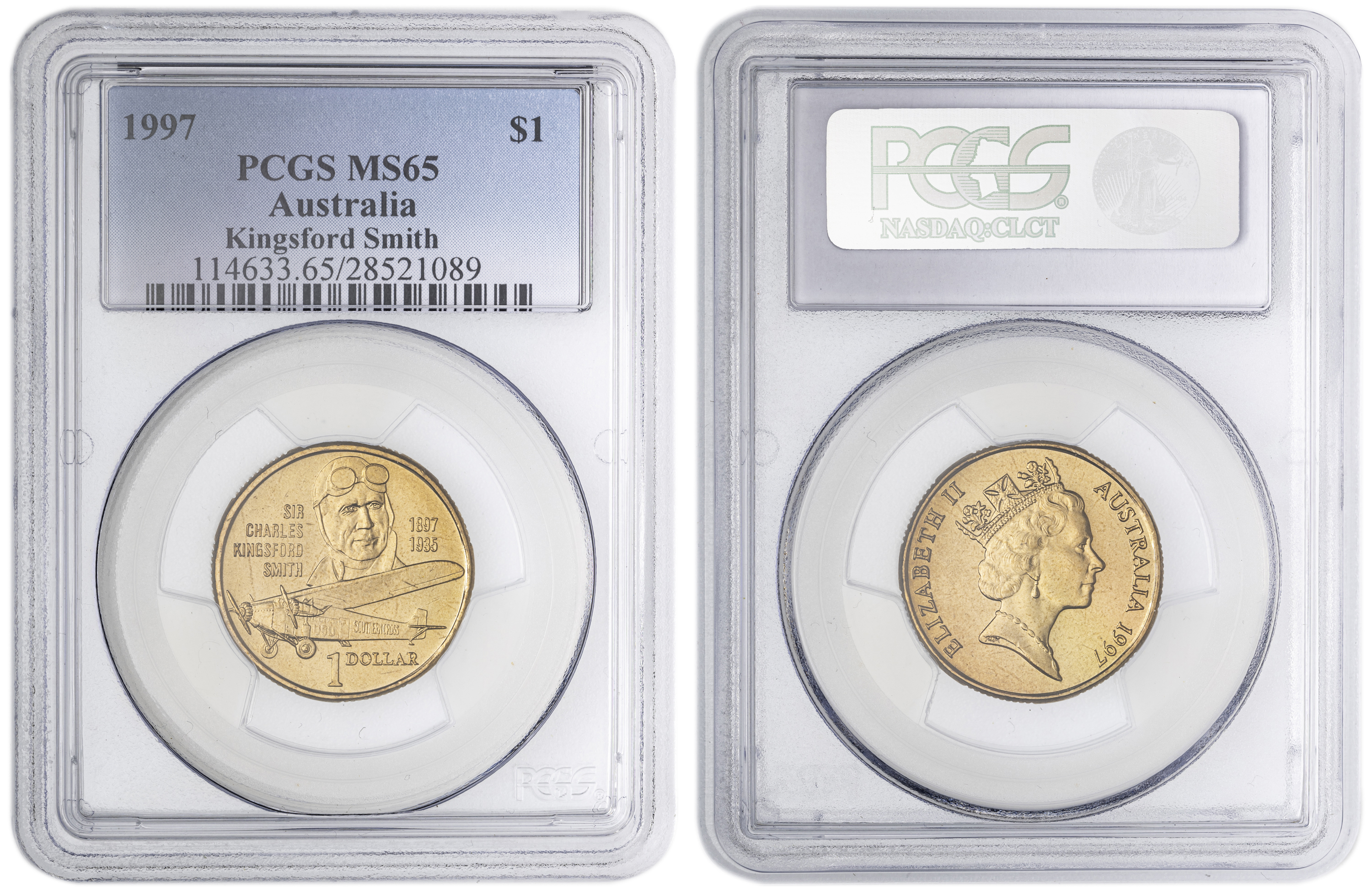 Kingsford Smith, One Dollar, 1997, PCGS MS65